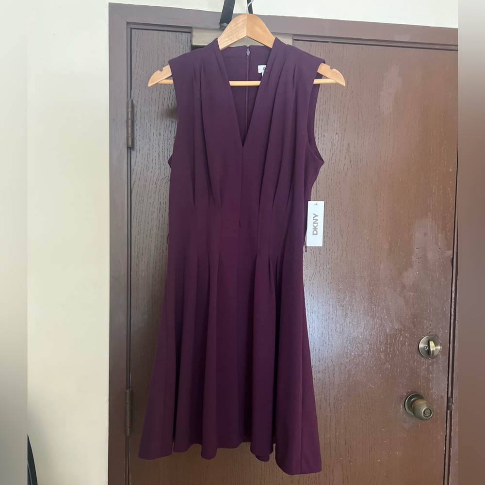 NEW Purple DKNY Sleeveless Fit & Flare Dress - Picture 6 of 7